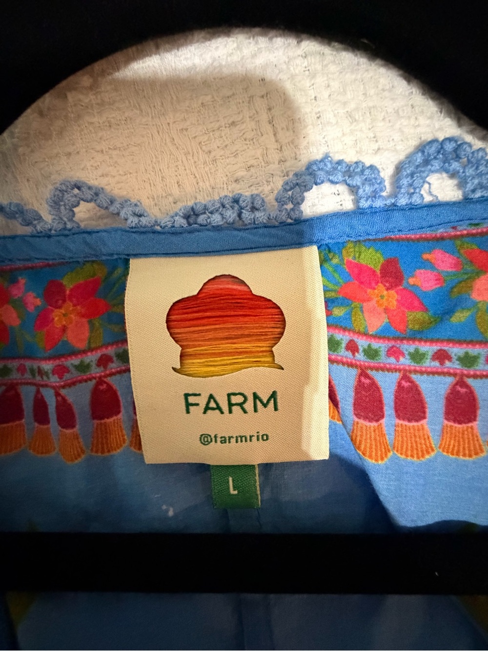 FARM Rio Blue Floral Embroidered Tiered Mini Dress - Picture 2 of 5